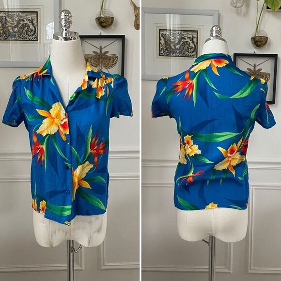 Vintage 70s 80s That’s It Tropical Floral Hawiian Shirt XS S - Picture 1 of 7